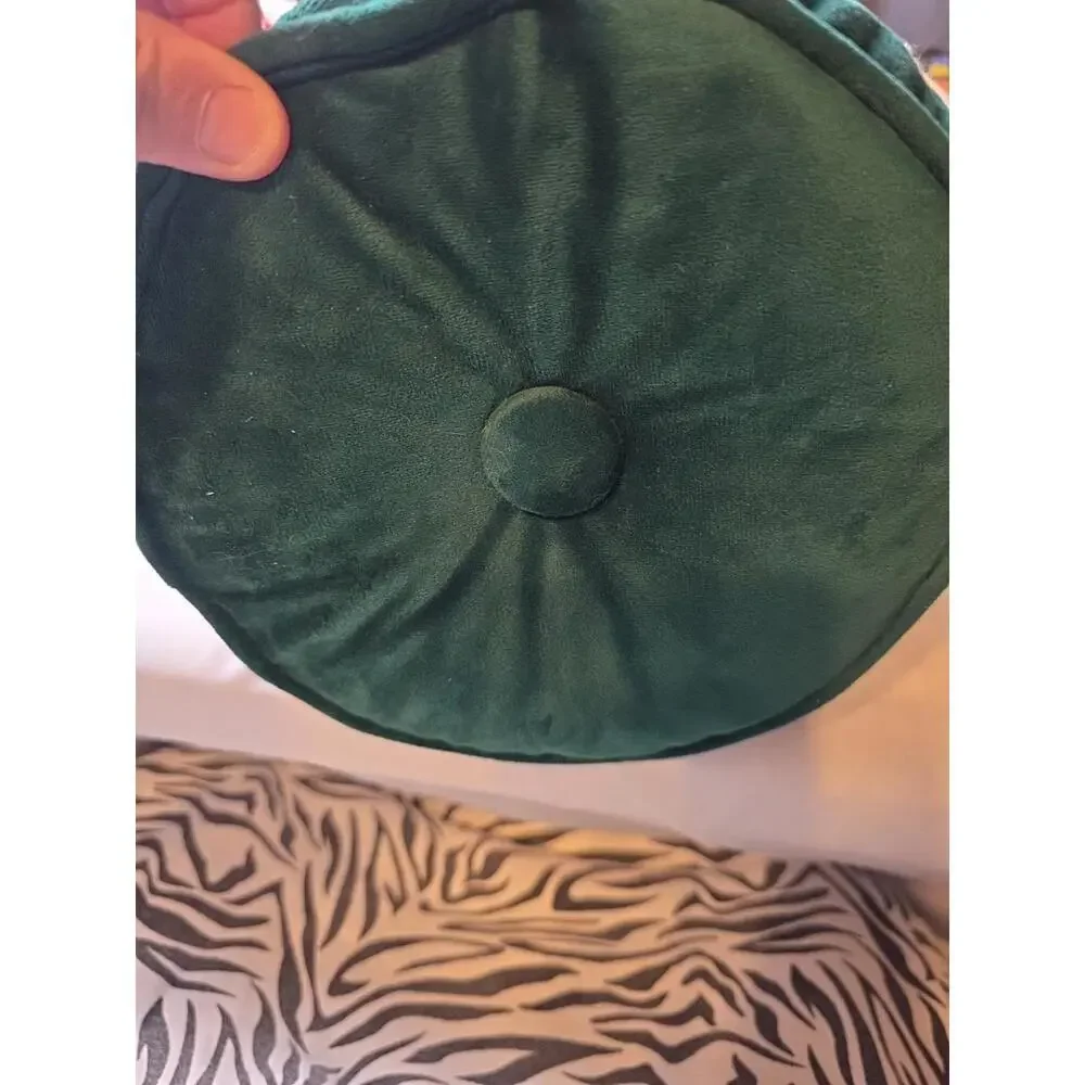 Christmas Winter Bolster Pillow Green Velvety W/Snow Flakes 24